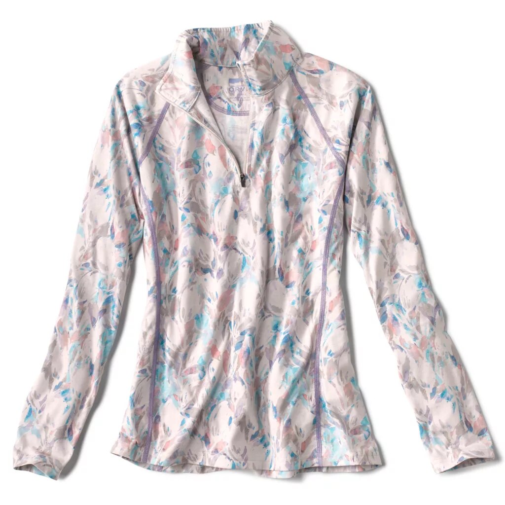 Orvis DriRelease 1/4 Zip Long Sleeve Printed Top Women's in Multi Tulip